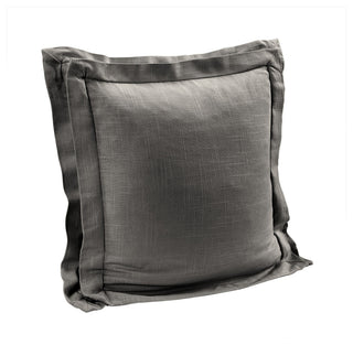 Luna Double Flanged Washed Linen Pillow, 20"x20", Slate