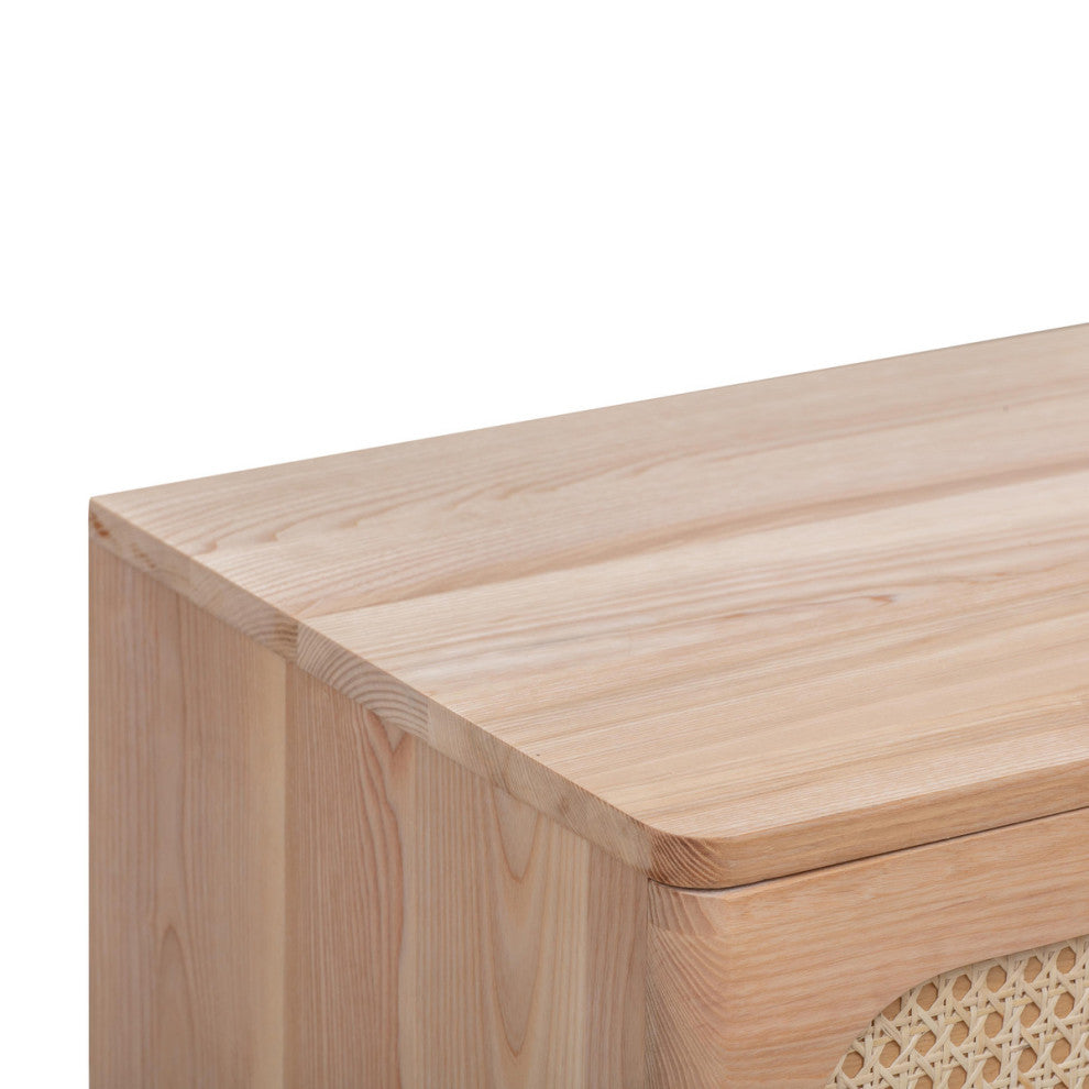 Carmen Cane 6 Drawer Dresser, Rattan Wicker Ash Wood Sideboard