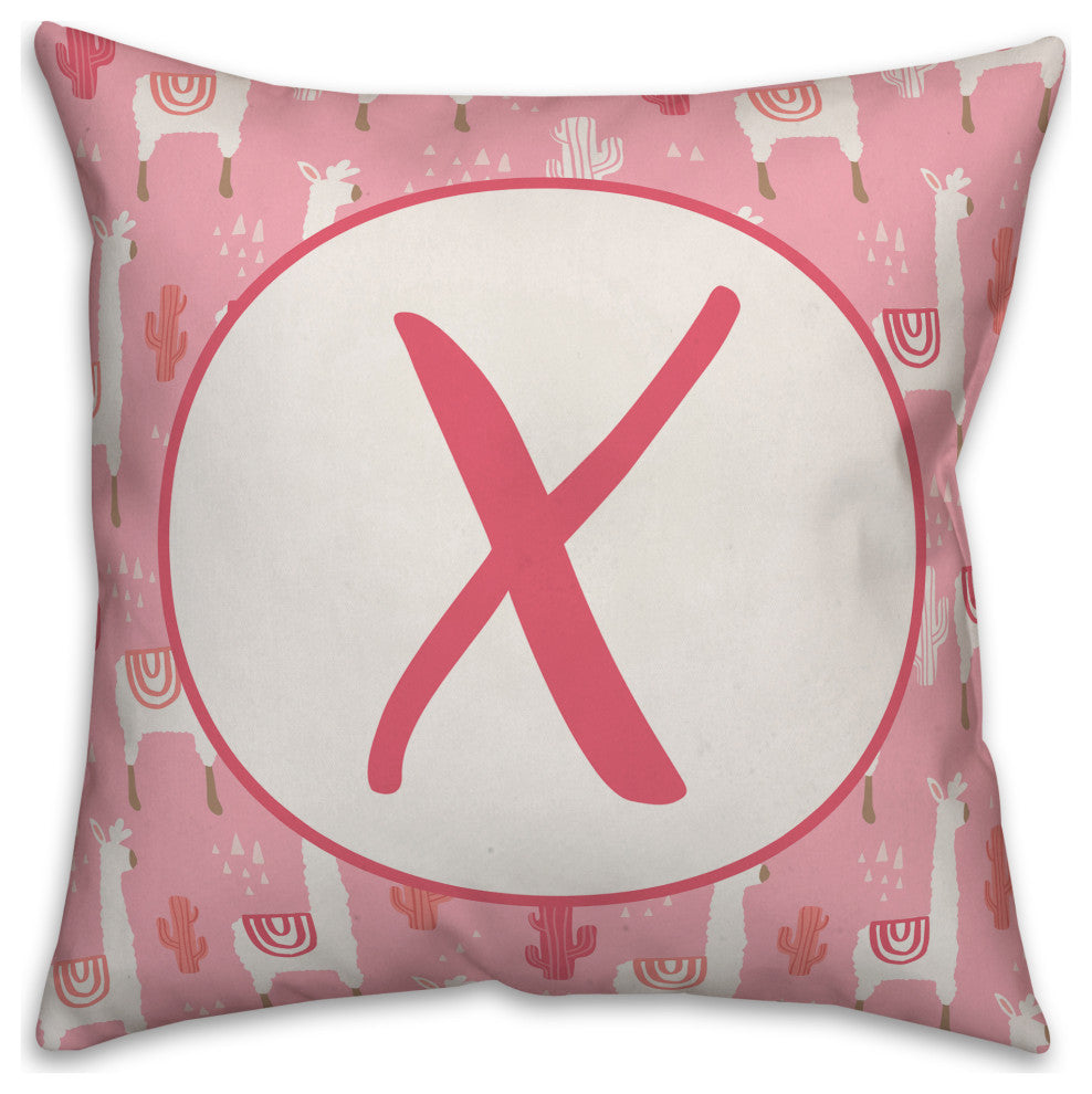 Monogram Lllama Pattern - X 16x16 Spun Poly Pillow
