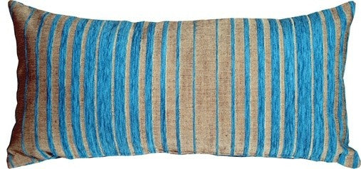 Pillow Decor - Shasta Blue Stripes Rectangular Throw Pillow