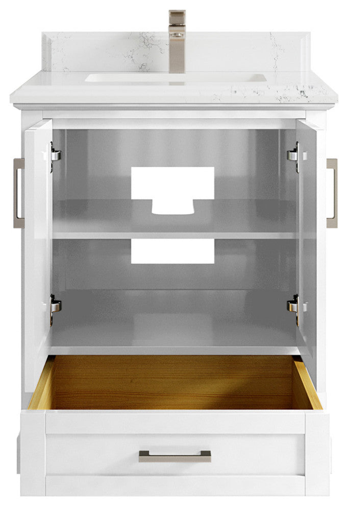 Boston 30 Single Sink Bath Vanity in White 1.5" Empira Quartz