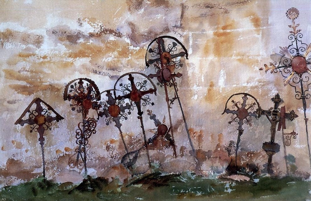 John Singer Sargent Graveyard in the Tyrol, 18"x27" Wall Decal