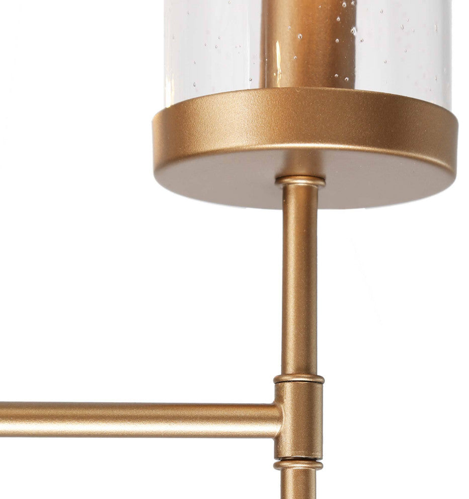 LNC 6-Light Modern Candle-Style Glass-Cylinder Chandelier, Brass