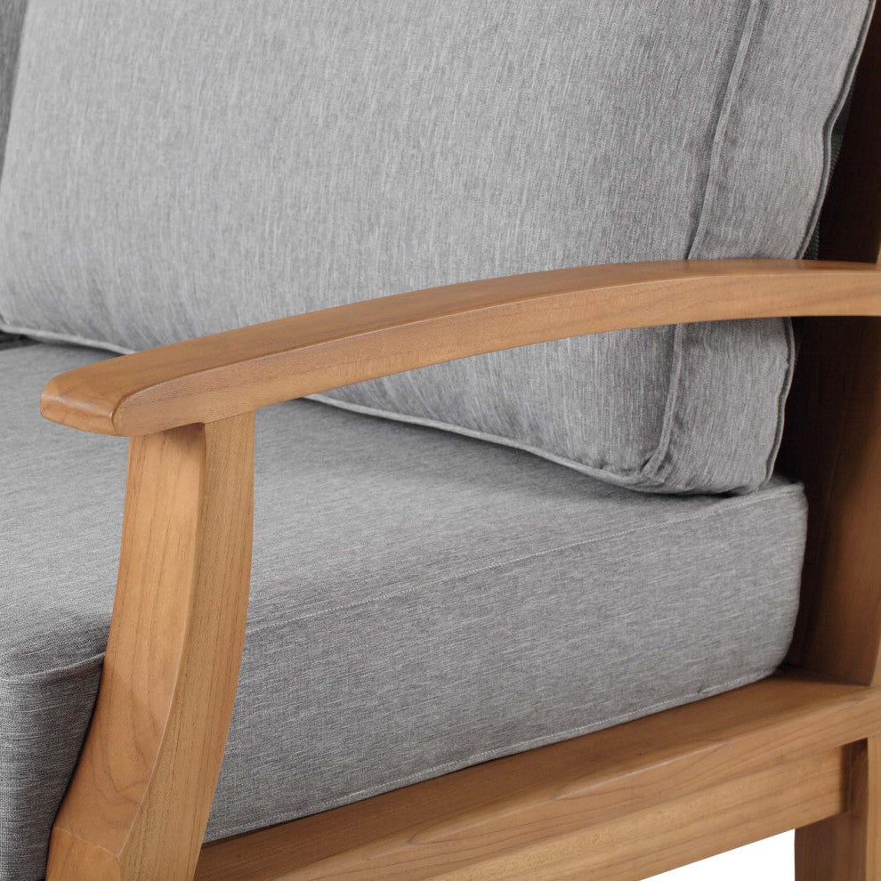 Lounge Sofa, Wood, Brown Natural Gray, Modern, Outdoor Patio Balcony Garden