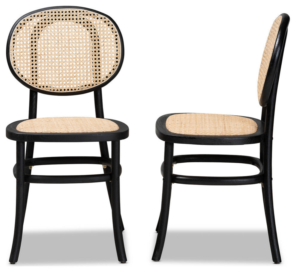 Marcella Mid-Century 2-Piece Dining Chairs, Black