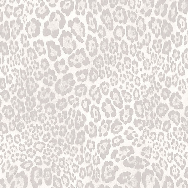 Leopard Print Wallpaper, Gray and White, Bolt