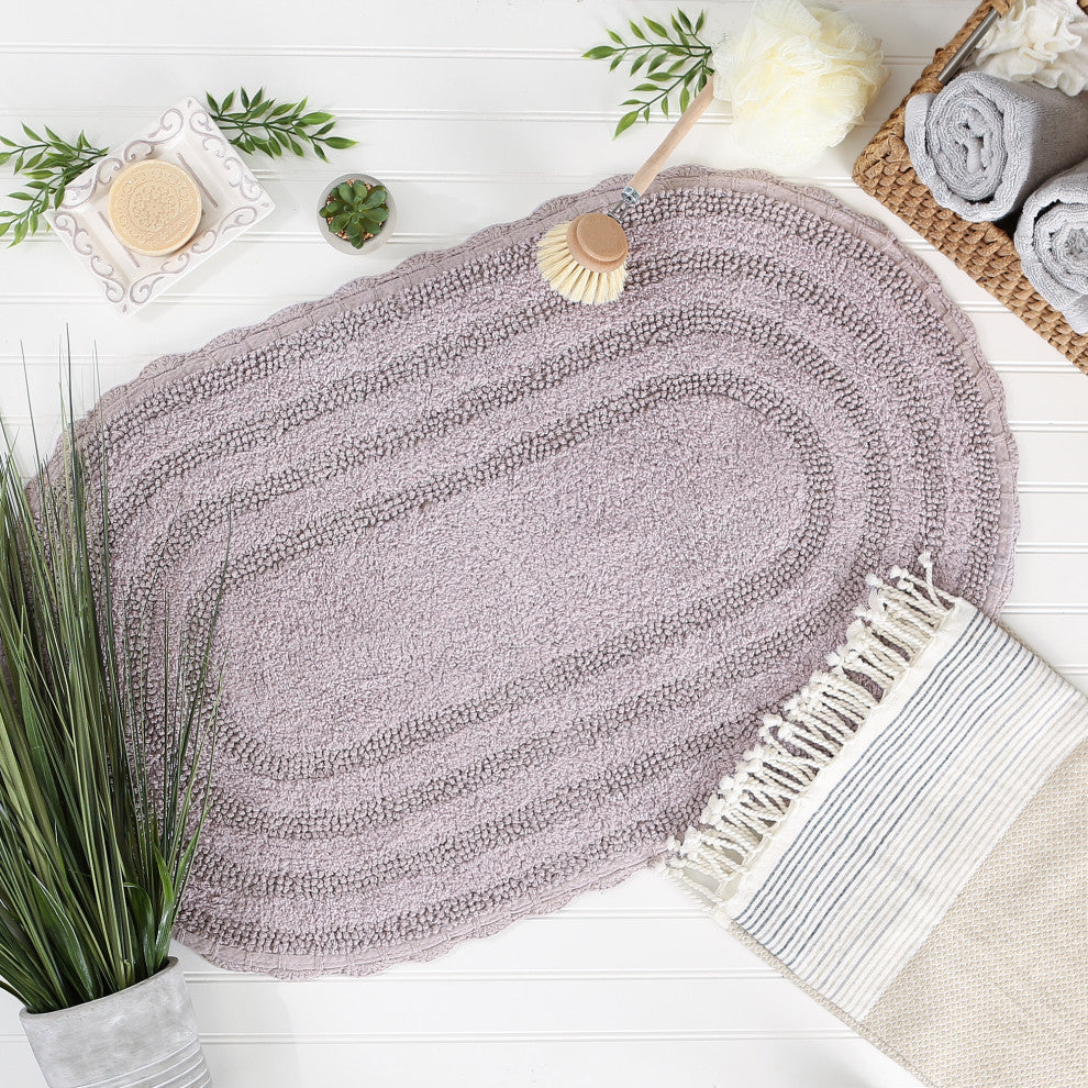Dusty Lilac Oval Crochet Bath Mat