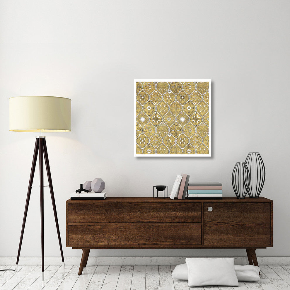 "Color my World Spice Mosaic Pattern Gold" Print by Daphne Brissonnet, 32"x32"