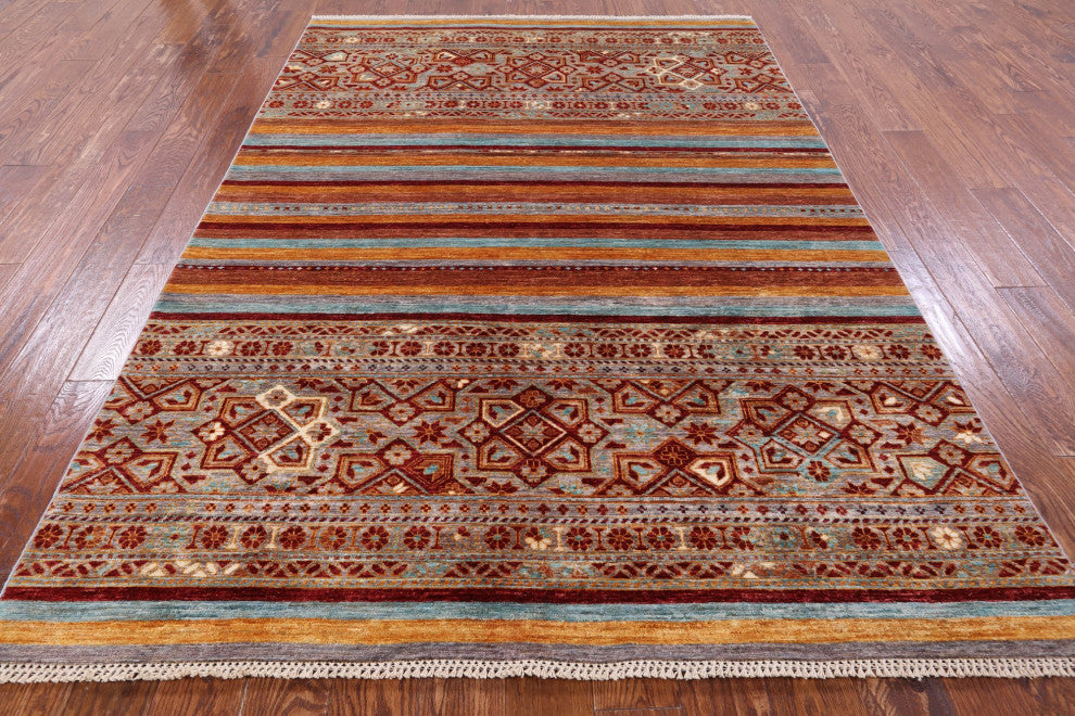 5' 7" X 8' 2" Super Kazak Khorjin Handmade Rug Q7545