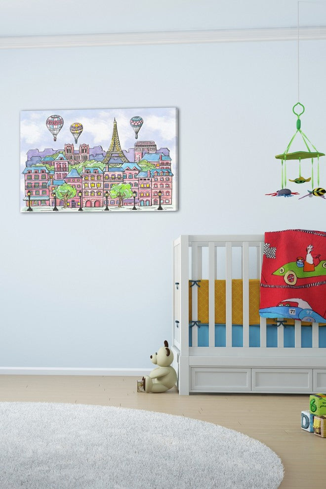Marmont Hill, "Paris Balloons" by Reesa Qualia Painting on Wrapped Canvas, 45x30