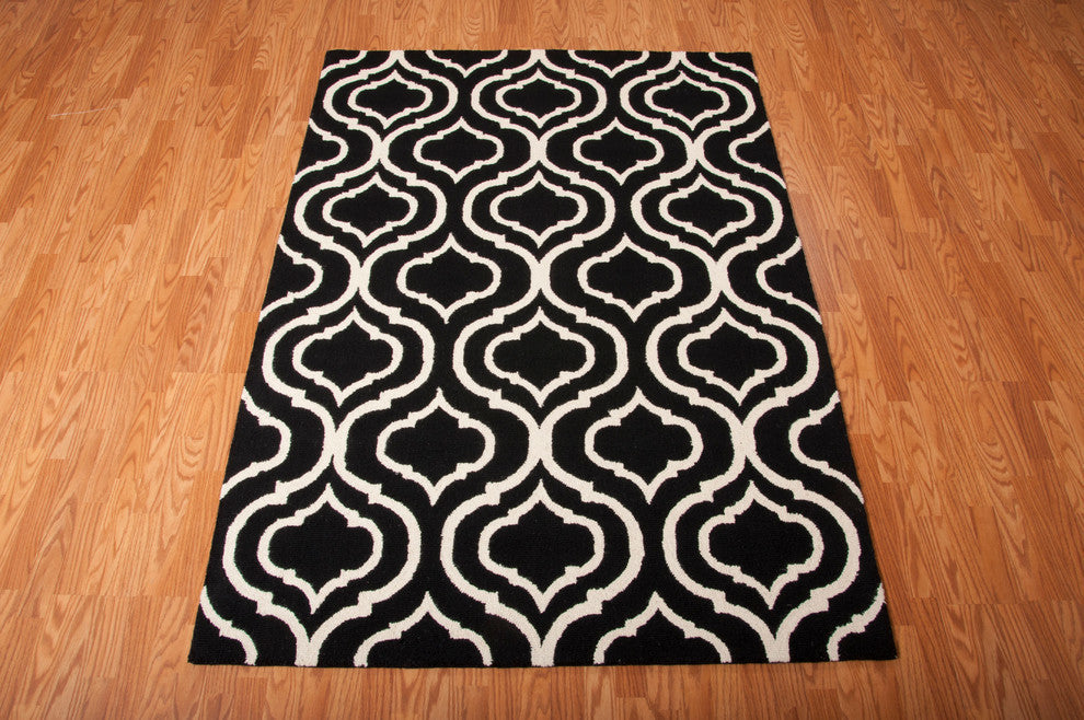 NOURISON LINEAR BLACK WHITE AREA RUG