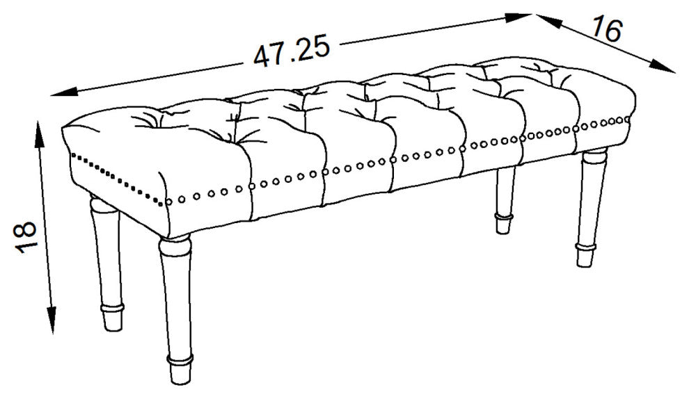 Surya Lancaster Bench 18"Hx47"Wx16"D