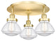 Olean-3 Light 18" Flush Mount-Satin Gold, Clear Glass Shade