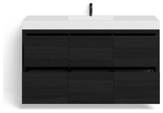 Boutique Bath Vanity, Black, 60", Single Sink, Freestanding