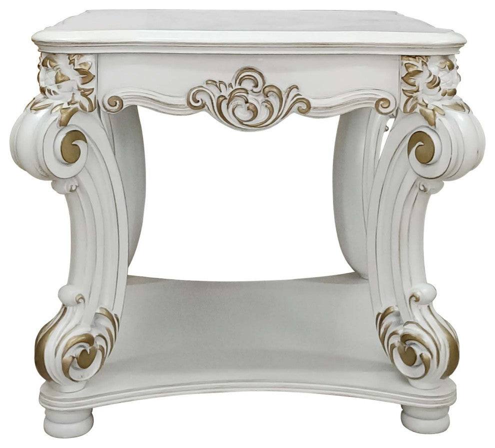 Square End Table, Antique Pearl