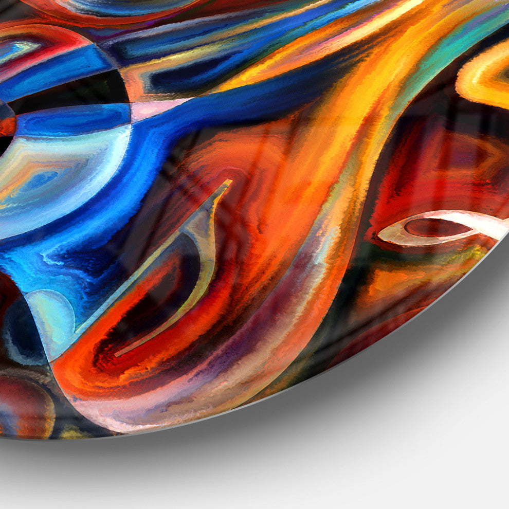 Designart 'Abstract Music and Rhythm' Abstract Glossy Circle Metal Wall Art, Dis