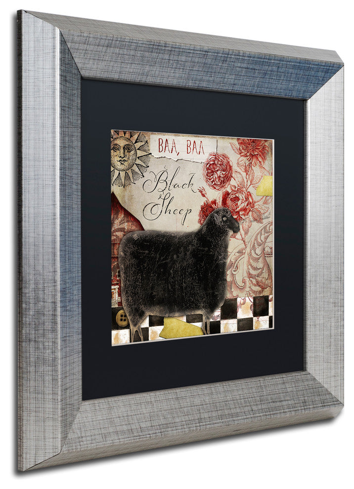 Color Bakery 'Baa Baa Black Sheep', Silver Frame, Black Mat, 11x11
