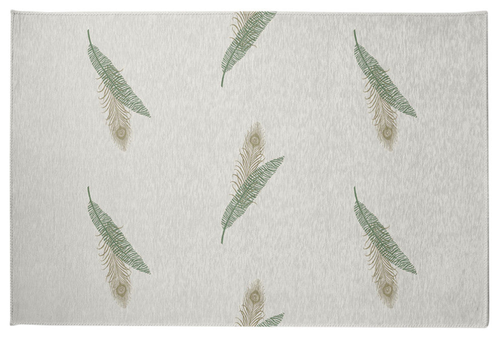 Feather Stripe Spring Chenille Rug, Green, 2'x3'