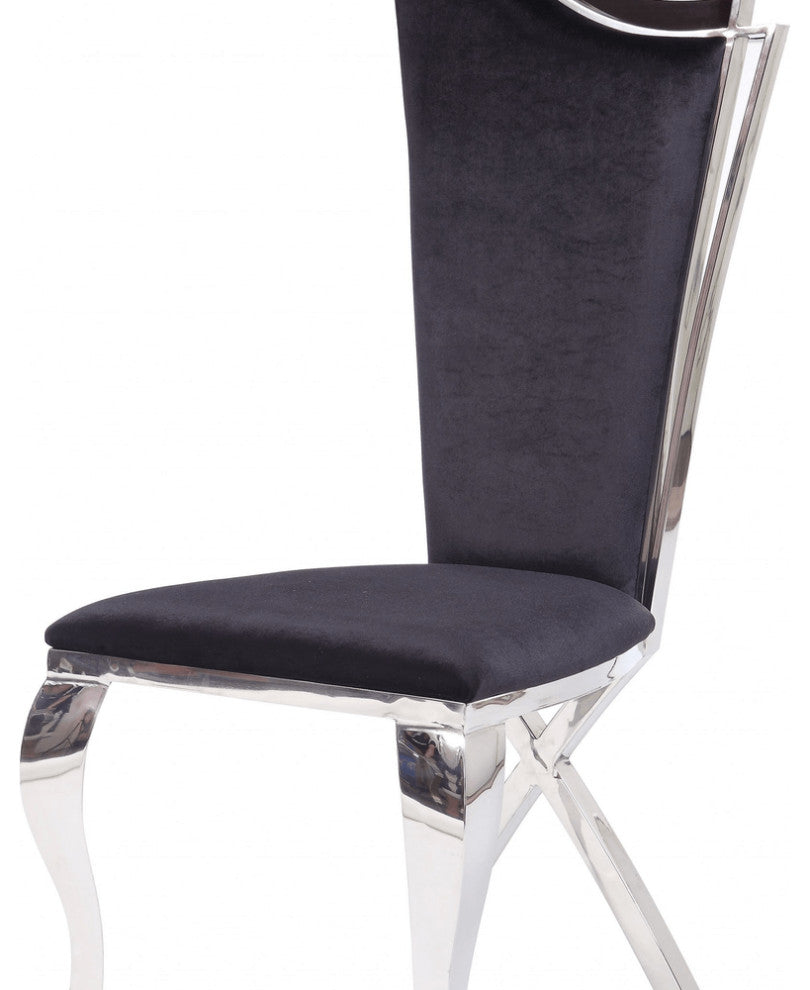 20" X 21" X 43" Fabric Stainless Steel Upholstered Seat Side Chair Set2