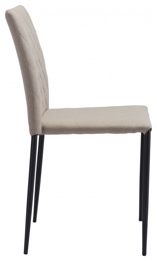 Set of Two Beige Diamond Weave Dining Chairs
