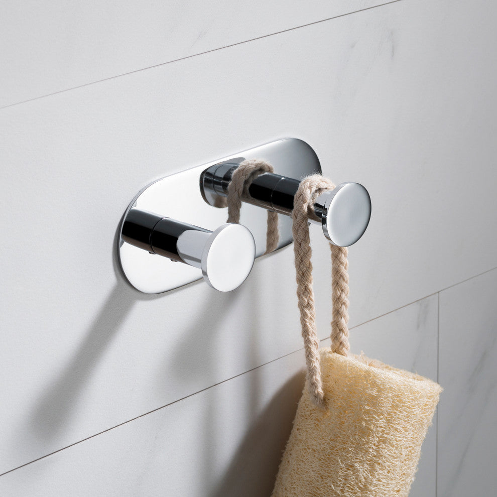 Elie Bathroom Robe and Towel Double Hook, Chrome