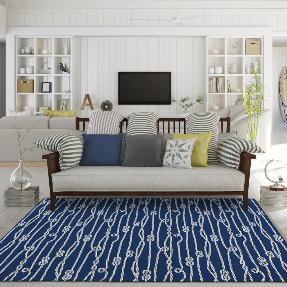 Indoor/Outdoor Harbor HA7 Navy Machine Washable 10' x 14' Rug