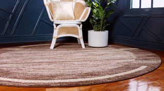 Unique Loom Brown Autumn Foilage 3'3x3'3 Round Rug