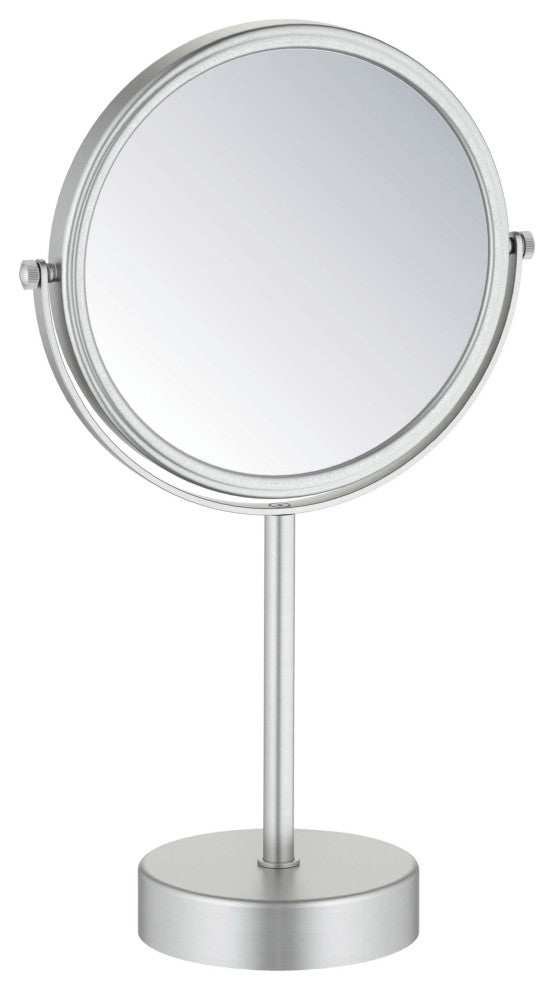 Circular Free Standing Magnifying Make Up Mirror, Brushed Nickel