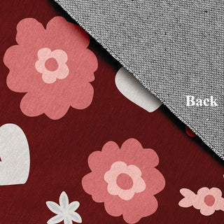 Flowery Love Valentines Chenille Rug, Red, 5'x7'