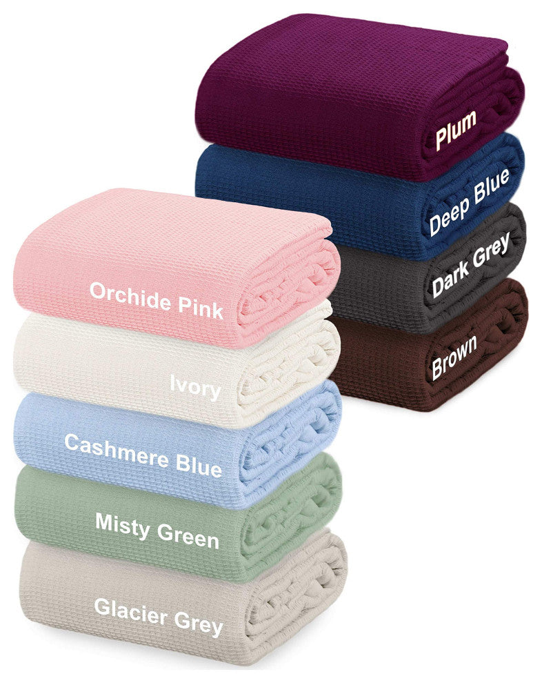 Crover Collection All Season Thermal Waffle Cotton Blanket, Orchid Pink, Queen