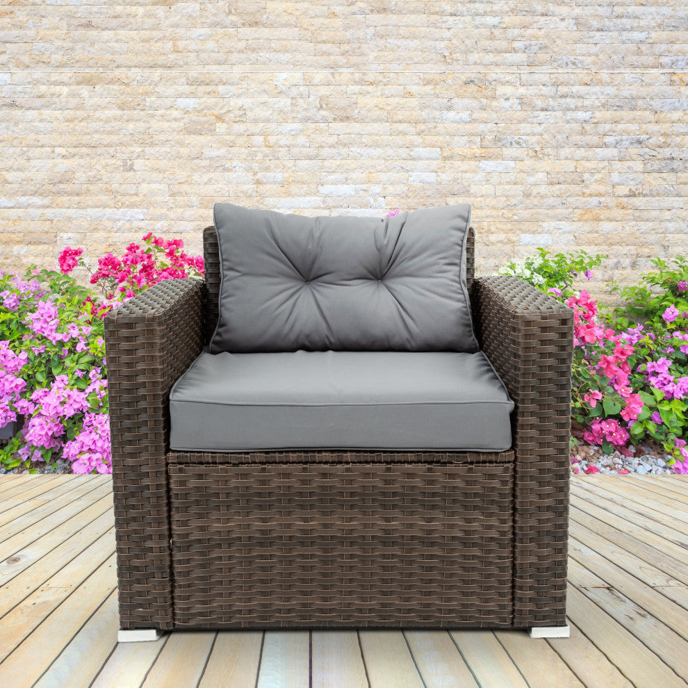 6-Pieces Wide Outdoor Rattan Reversible Patio Sectional With Cushions