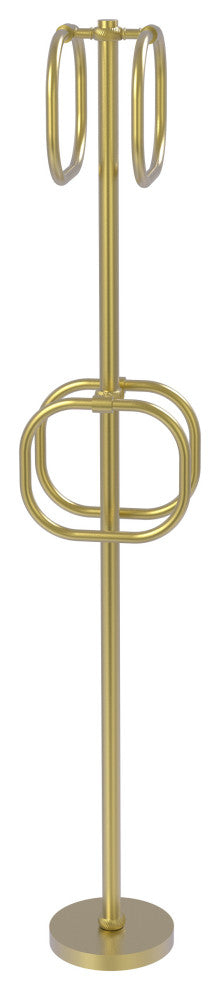 Towel Stand with 4 Integrated Towel Rings, Satin Brass
