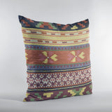 Plutus Multi-Color Unique Lanes Border Luxury Throw Pillow, 20"x20"