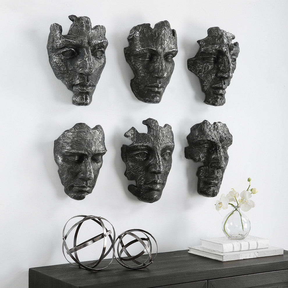 Uttermost 04350 Self-Portrait Metallic Wall Decor, 6-Piece Set