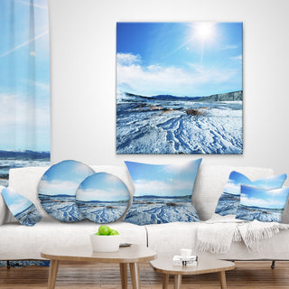 Hot Spring With Bright Sky and Sun Landscape Printed Throw Pillow, 18"x18"