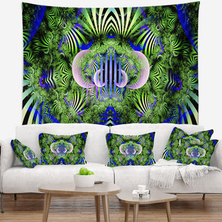 Green Magical Fairy Pattern Floral Wall Tapestry, 80"x68"