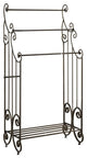 Benzara Free Standing Three Bar Towel Rack Stand With Shelf, Black