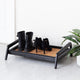 Single-Tier Black Stand With 2-Pair Rubber Boot Tray Smoked Oak