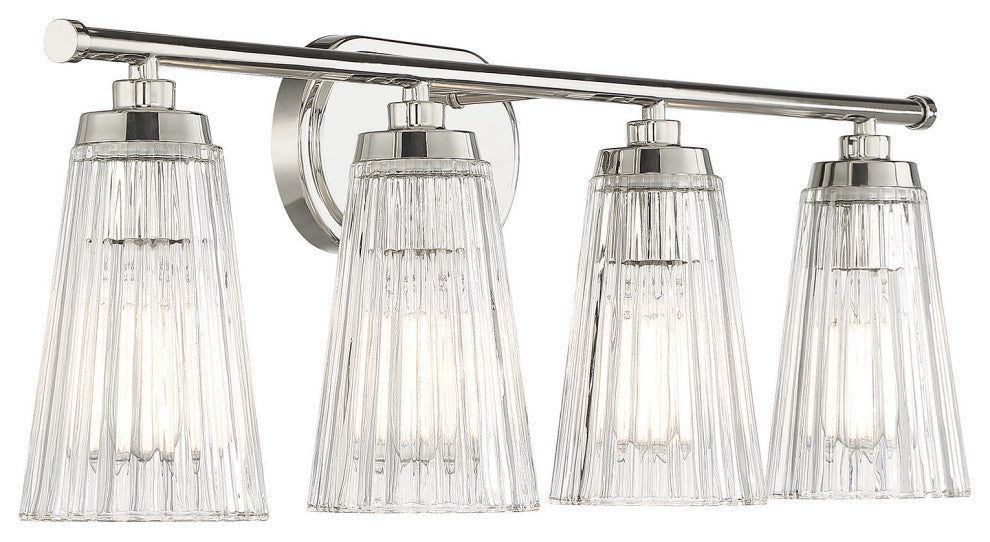 Chantilly 4-Light Bathroom Vanity Light, Polished Nickel