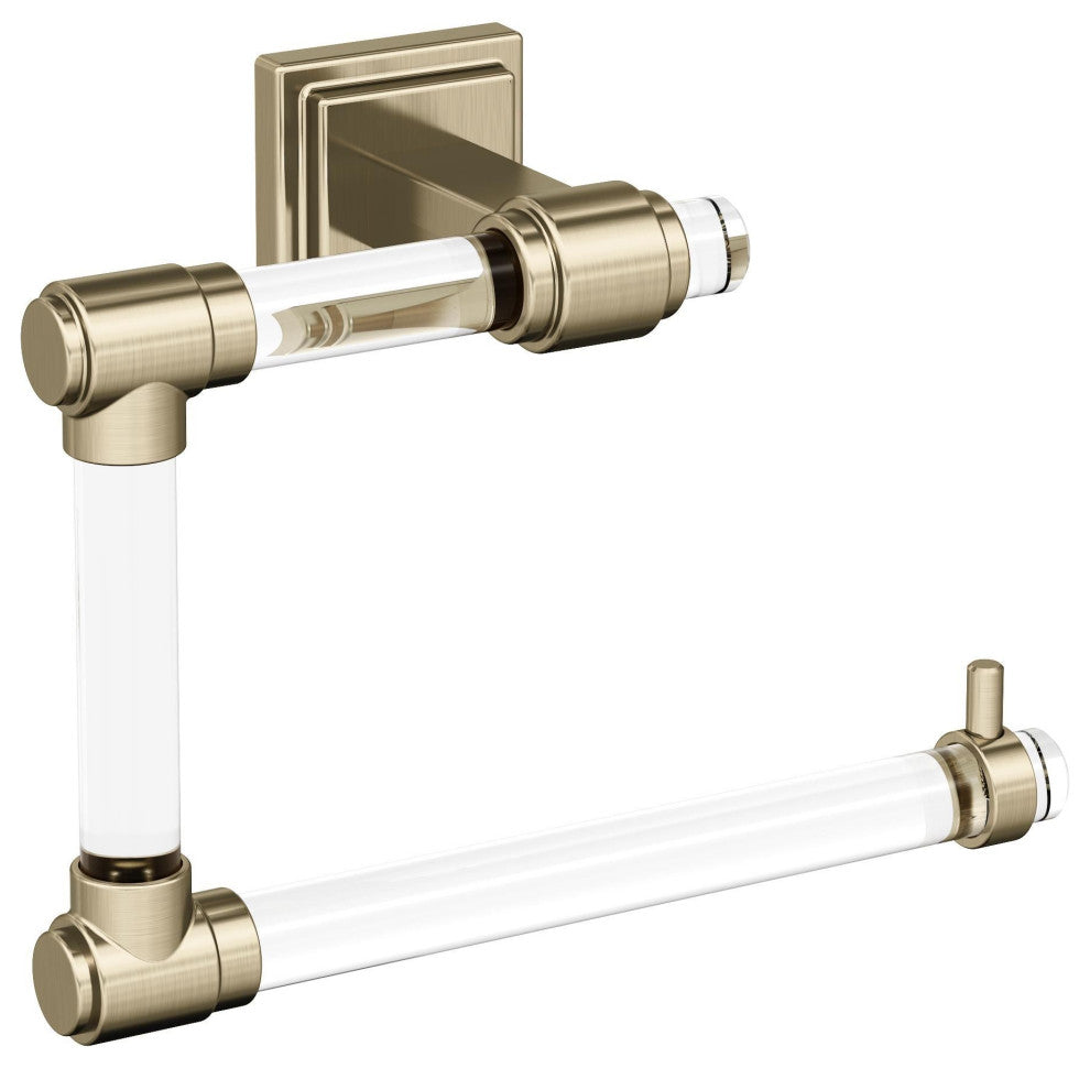 Amerock Glacio Contemporary Towel Ring, Clear/Golden Champagne