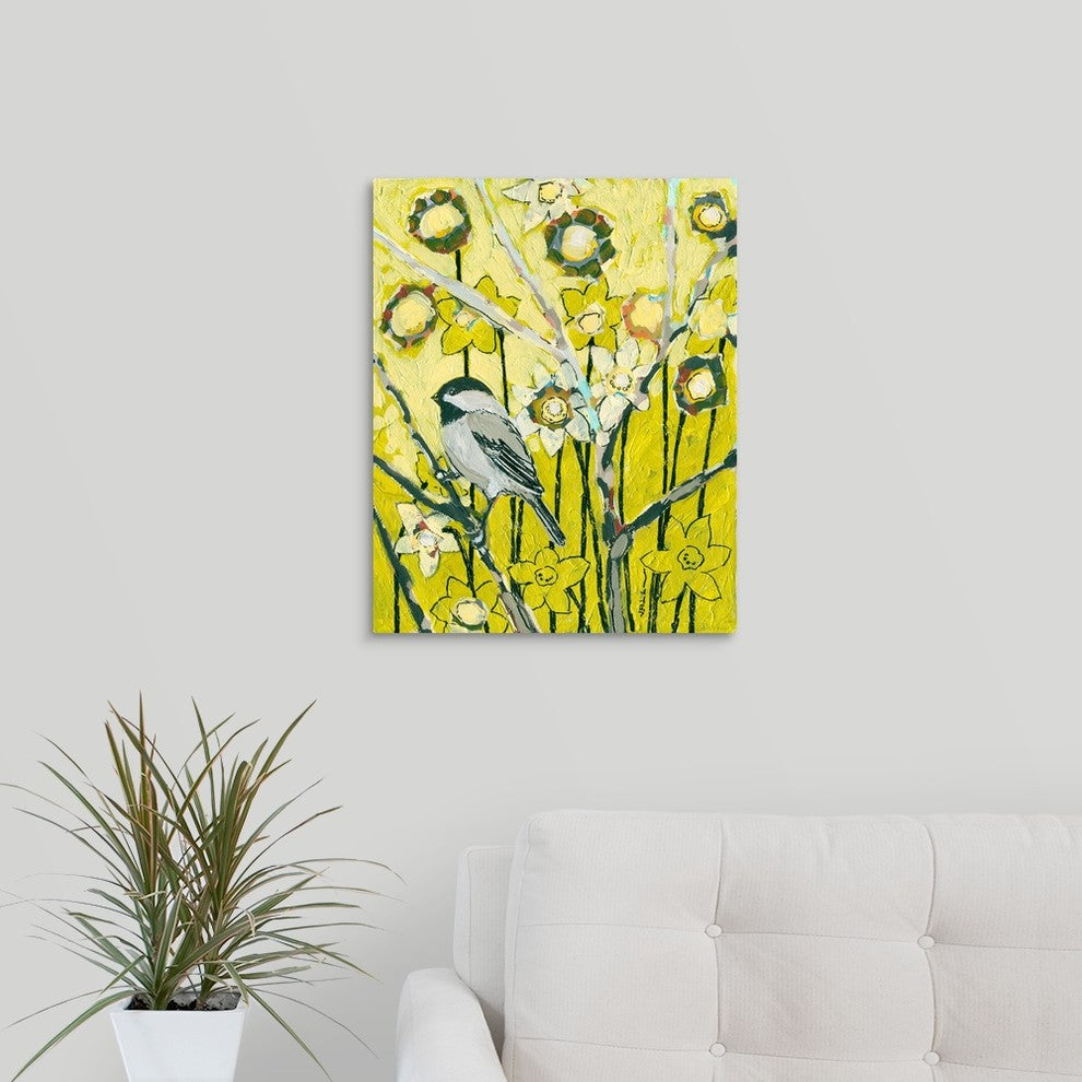 Spring Chickadee Wrapped Canvas Art Print, 16"x20"x1.5"