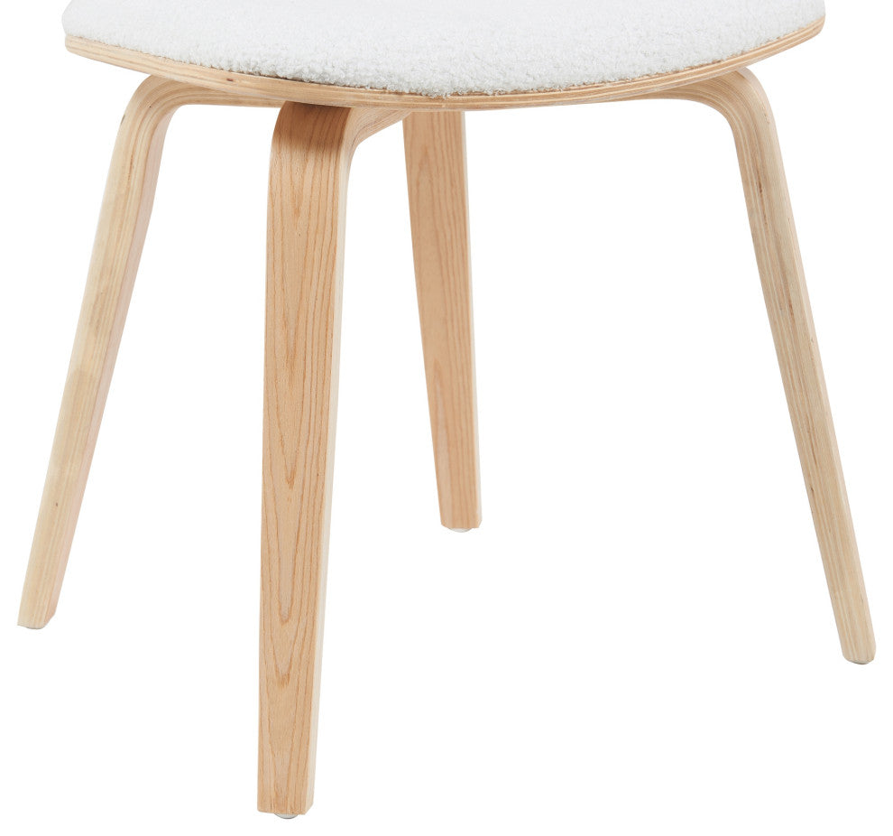 Jaguar Mid-Century Dining Chair, White Boucle and Patterned Oak