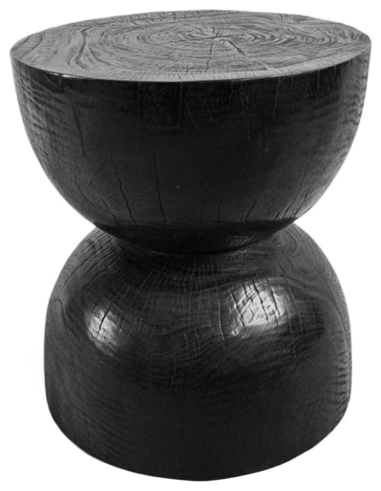 Ebony Hourglass Wood Stool Table