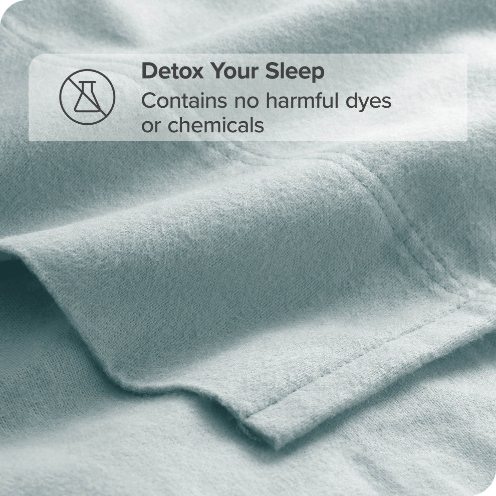 Bare Home Cotton Flannel Sheet Set, Light Blue, Twin Xl