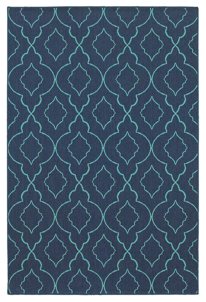 Oriental Weavers Sphinx Meridian 7541B  Outdoor Rug, Navy/Blue, 5'3" x 7'6"