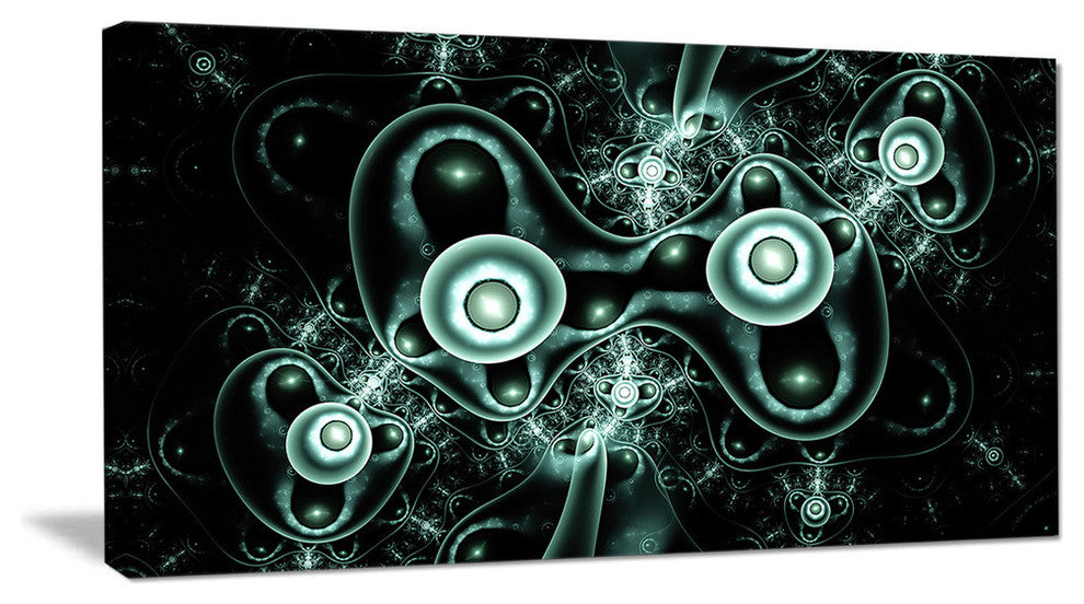 Blue on Black 3D Surreal Design, Oversized Abstract Canvas Art Print, 60x28
