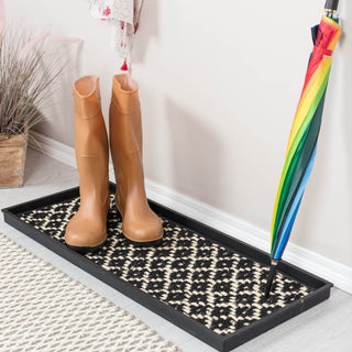 34.5"x14"x1.5" Natural/Recycled Rubber Boot Tray Black/Ivory Coir Insert