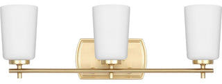 Adley Collection Three-Light Satin Brass Etched Opal Glass Bath Vanity Light