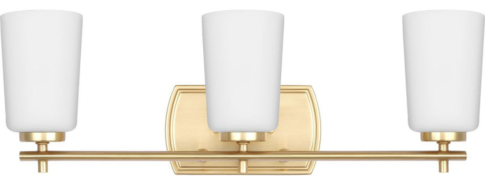 Adley Collection Three-Light Satin Brass Etched Opal Glass Bath Vanity Light