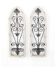 19" X 4.5" X 6" White Rustic Floral Wall Candle Holder Sconce Set